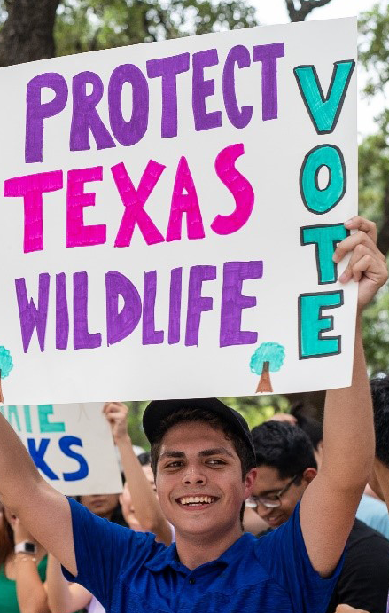 Student at wildlife rally