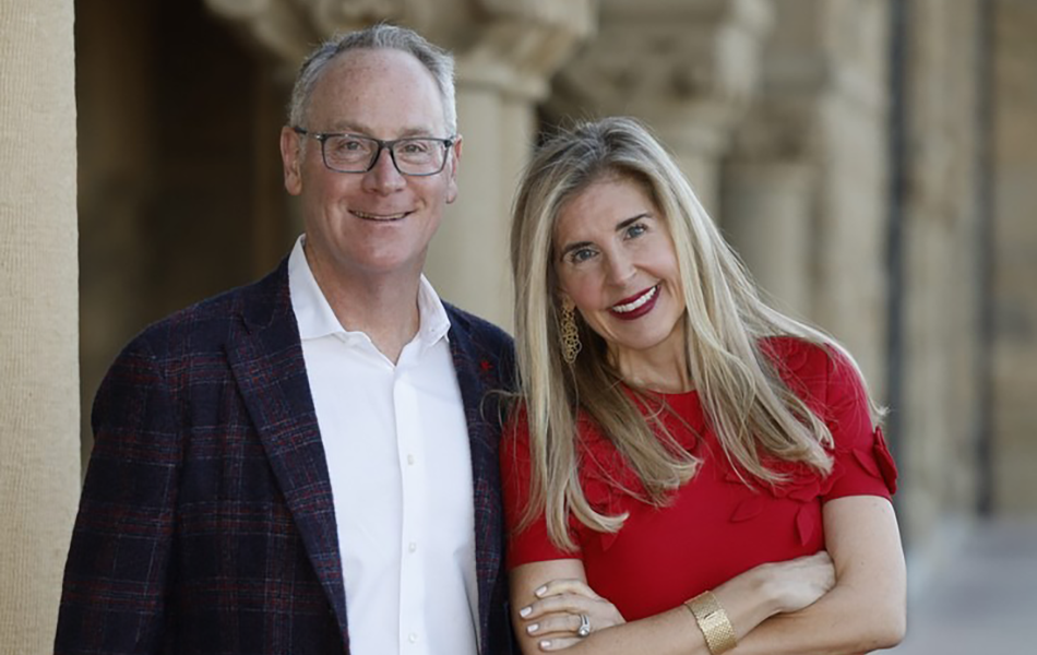 Collin and Jenna Christensen Fisher ’95 on Rice campus