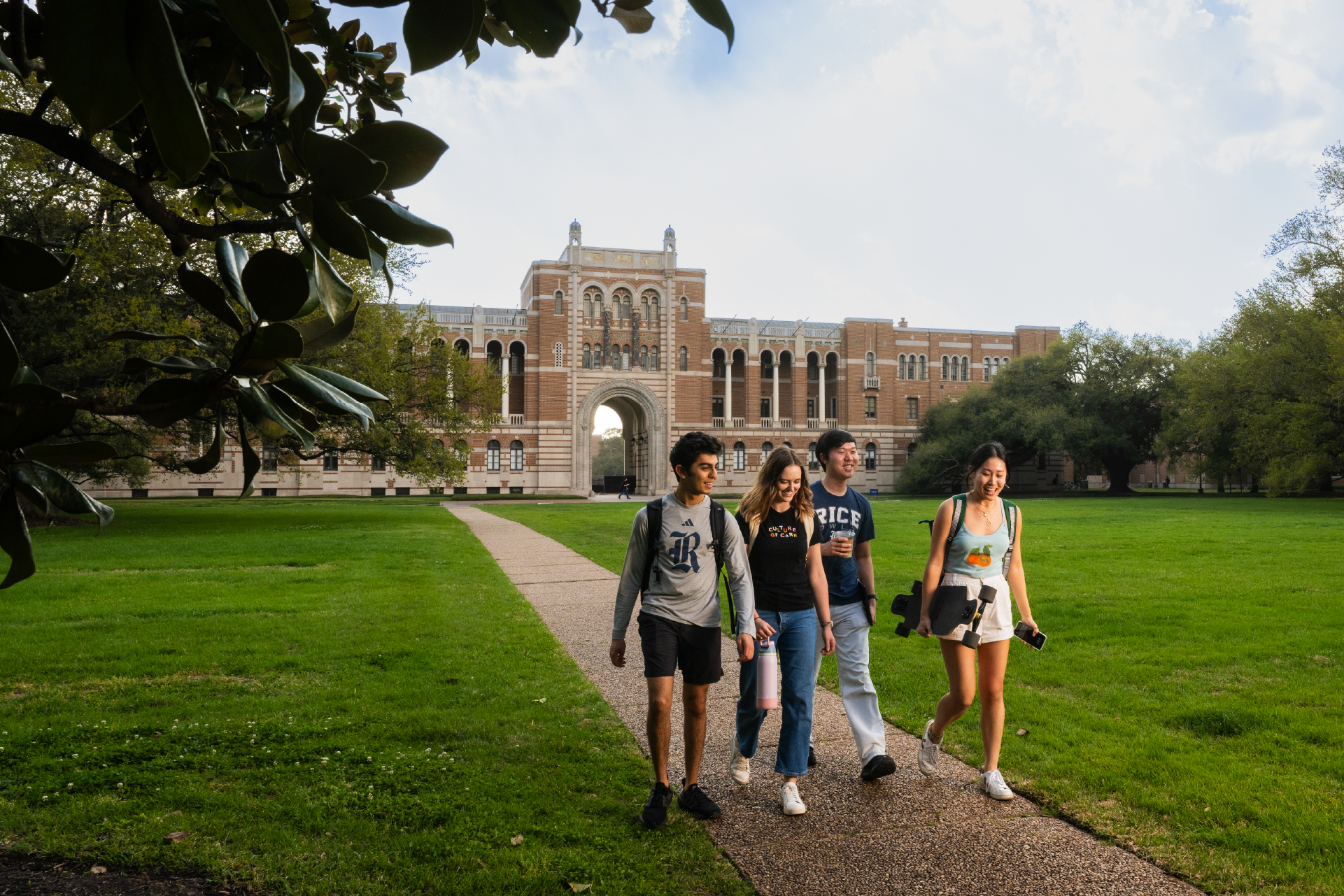 Photo of students walking on campus
