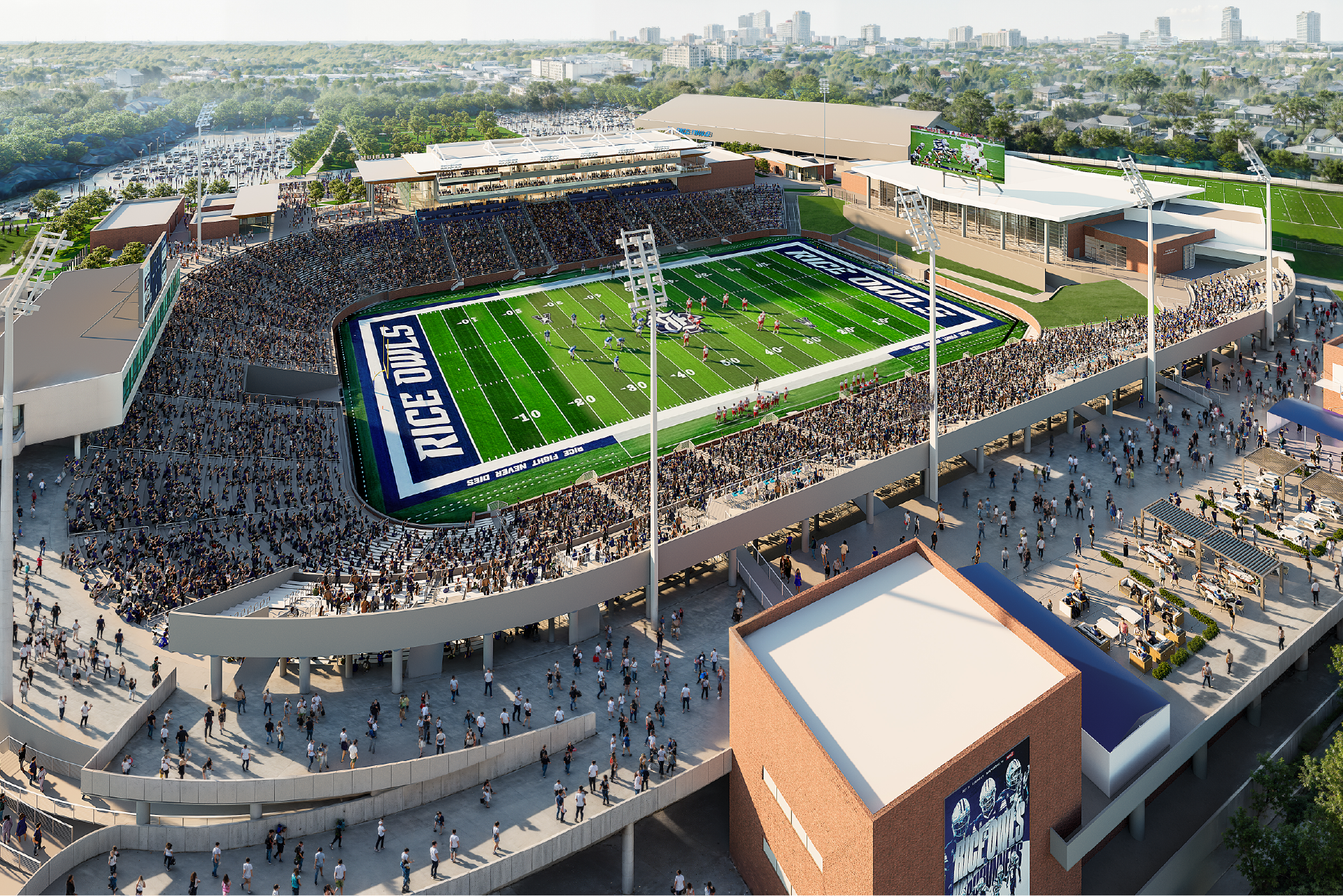 Rendering of Rice Stadium and the new surrounding area