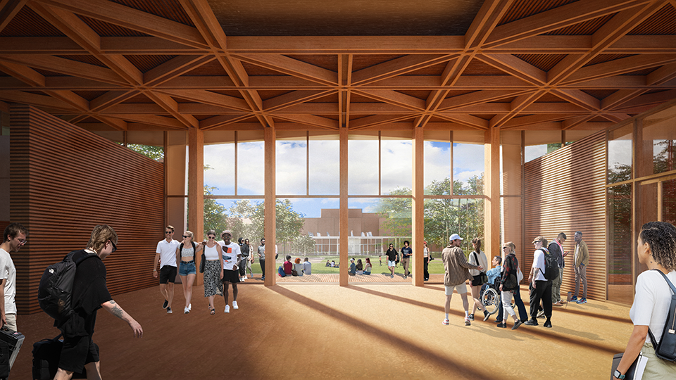 Render of the new view of the Central Quad
