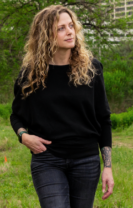 Lacy Johnson walking on grass