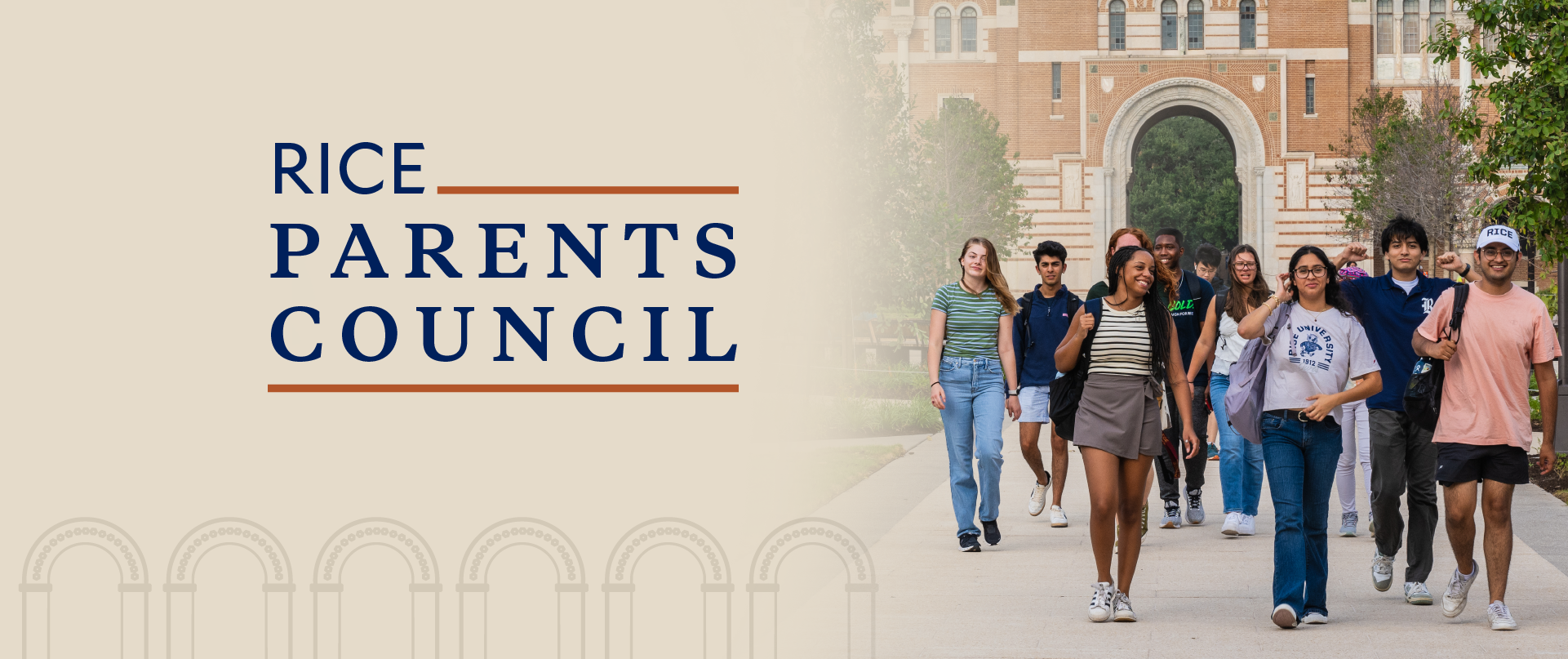 Students walking on Rice campus