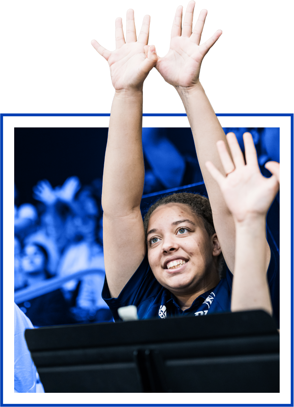 Student raising hands