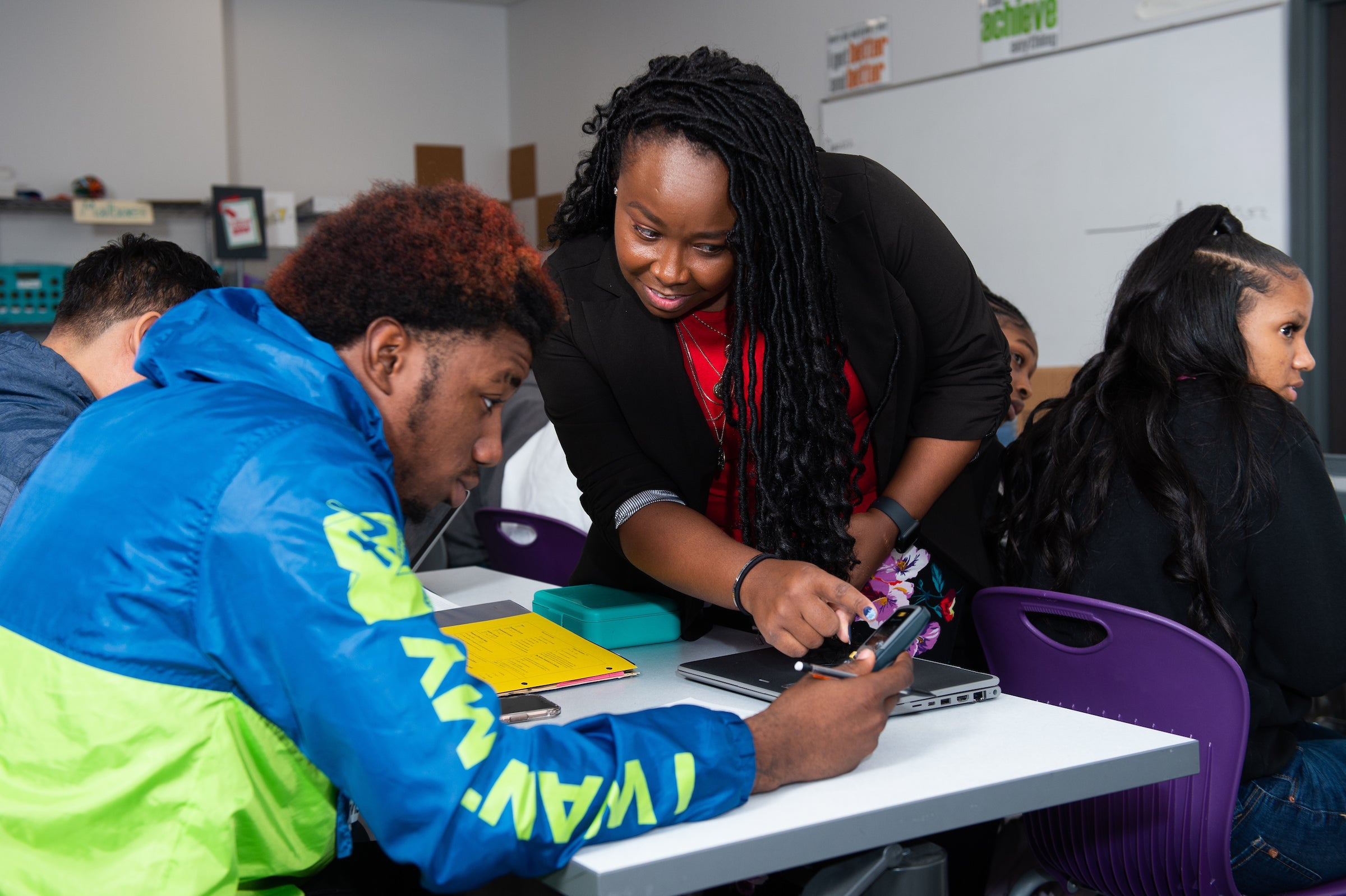 Andrea Davis with students